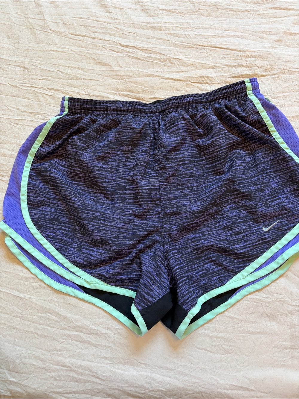 Nike Women's Navy Heather Athletic Shorts with Mint and Purple Trim